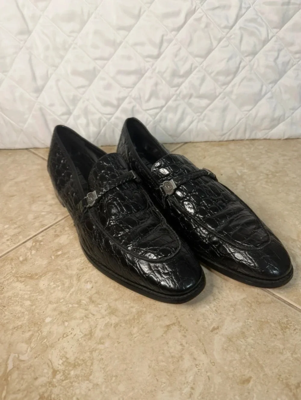 Stacy Adams Bellucci Black Croco Print Bit Loafers Men’s Size 15